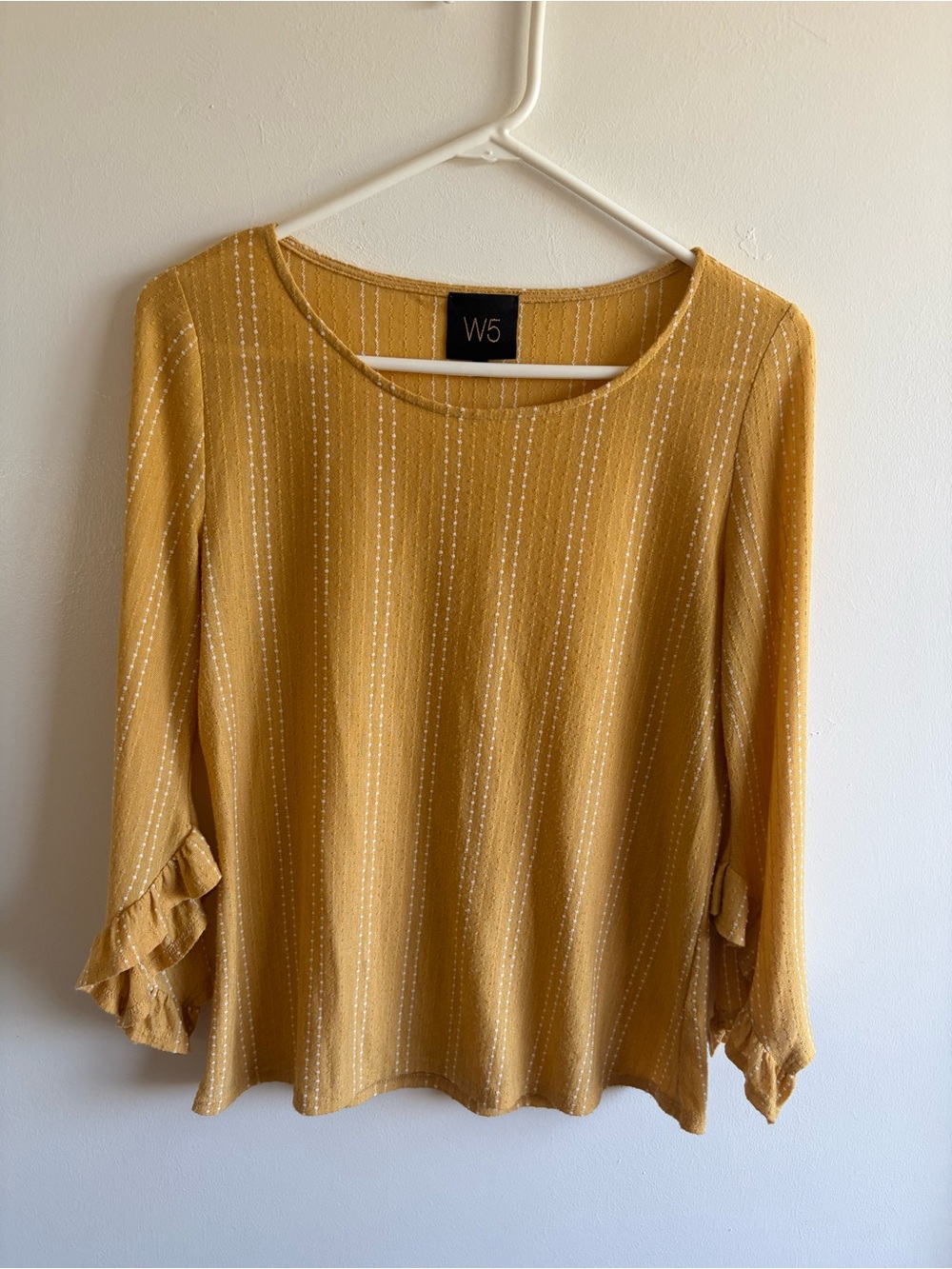 W5 Mustard Long Sleeve Blouse with Ruffle Cuffs